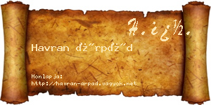 Havran Árpád névjegykártya